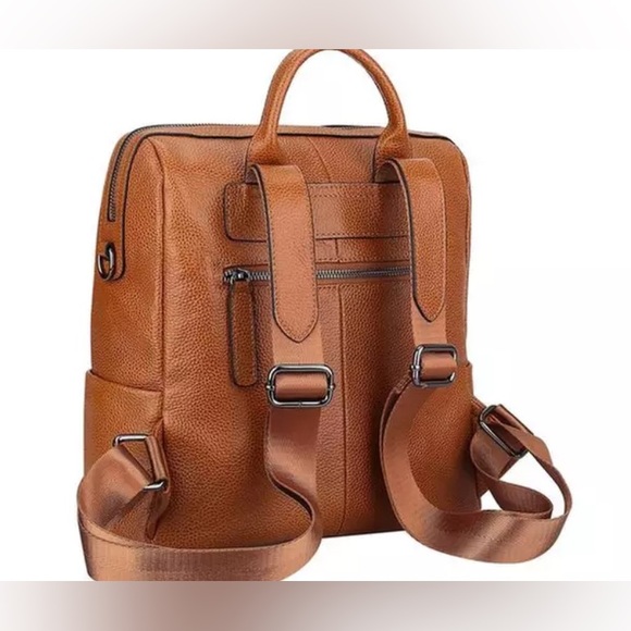 Brown Cowhide Leather Backpack - Picture 5 of 6